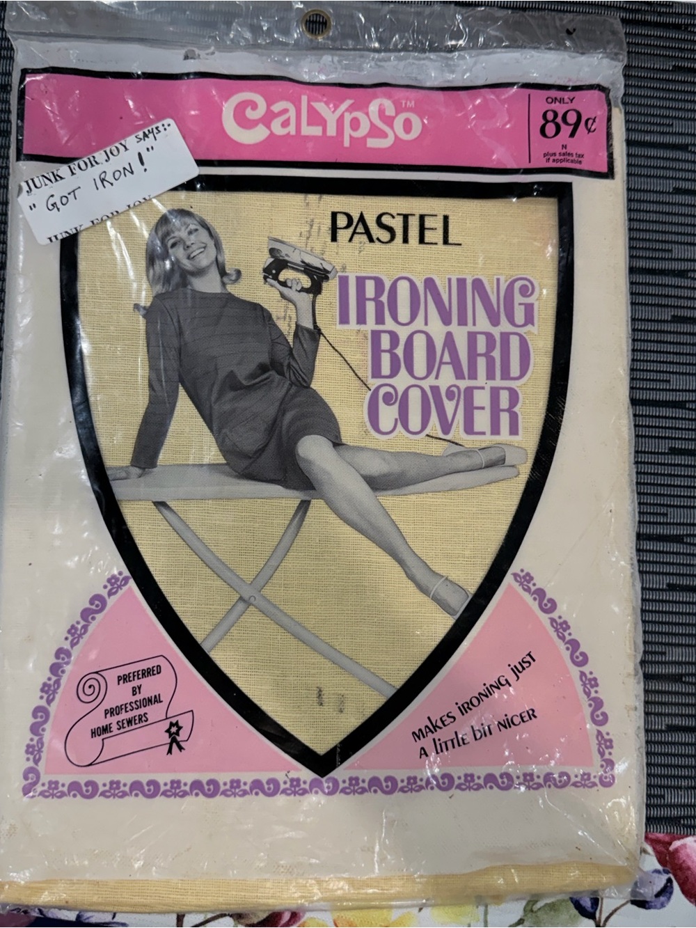 Pastel Ironing Board Cover in Pink and Cream